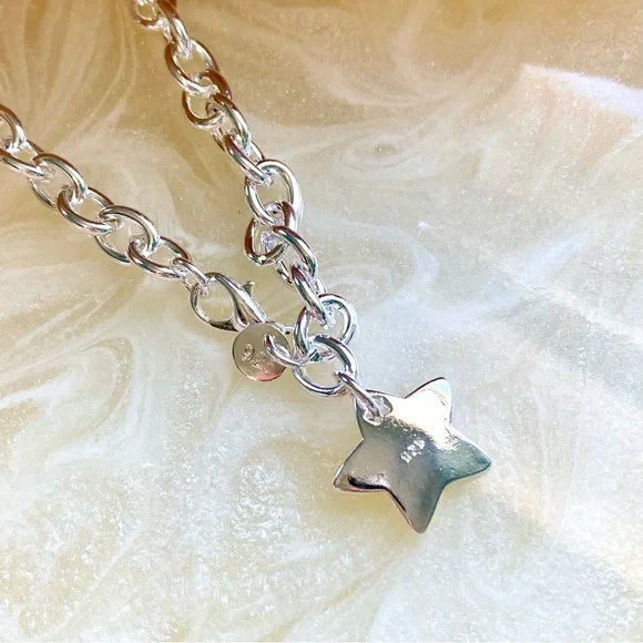 Sterling Silver Star Charm Link Bracelet - Picture 2 of 6